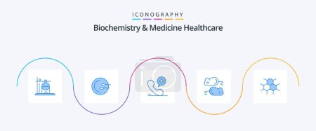 Ilustración de Biochemistry And Medicine Healthcare Blue 5 Icon Pack Including structure. closing test. mobile. test. closing - Imagen libre de derechos