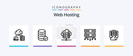 Illustration for Web Hosting Line 5 Icon Pack Including server. share. server. hosting. server. Creative Icons Design - Royalty Free Image