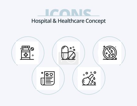 Téléchargez les illustrations : Hospital and Healthcare Concept Line Icon Pack 5 Icon Design. care. hospital. medical. healthcare. hospital - en licence libre de droit