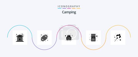 Ilustración de Camping Glyph 5 Icon Pack Including lighter. fire. jacket. stick. fire - Imagen libre de derechos