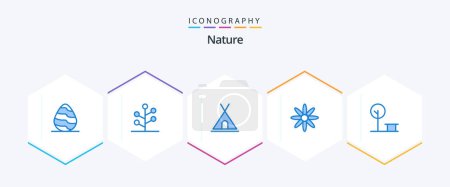 Illustration for Nature 25 Blue icon pack including park. city. holidays. nature. flower - Royalty Free Image
