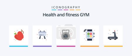 Illustration for Gym Flat 5 Icon Pack Including . treadmill. gym. sports. exercise. Creative Icons Design - Royalty Free Image