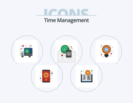 Illustration for Time Management Flat Icon Pack 5 Icon Design. light. energy. time. clock. time - Royalty Free Image
