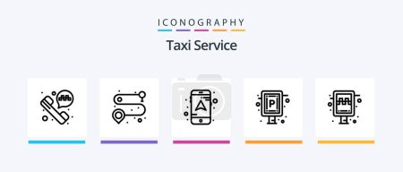 Ilustración de Taxi Service Line 5 Icon Pack Incluido. Conductor. ¡No! coche. reserva de taxi en línea. Diseño de iconos creativos - Imagen libre de derechos