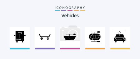 Ilustración de Vehículos Glifo 5 paquete de iconos incluyendo. coche.. Diseño de iconos creativos - Imagen libre de derechos