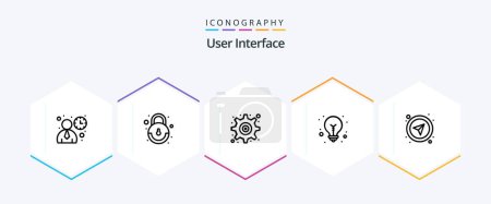 Illustration for User Interface 25 Line icon pack including user. navigation. interface. interface. light bulb - Royalty Free Image