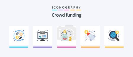 Illustration for Crowdfunding Flat 5 Icon Pack Including wide. search. finance. money. launch. Creative Icons Design - Royalty Free Image