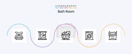 Ilustración de Baño Room Line 5 Icon Pack Incluido. Limpio. Limpio. burbujas. animales - Imagen libre de derechos