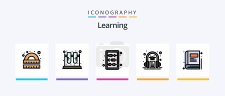 Illustration for Learning Line Filled 5 Icon Pack Including knowledge. books. book. video. learning. Creative Icons Design - Royalty Free Image