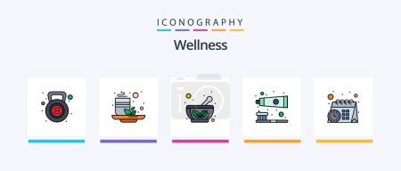 Illustration for Wellness Line Filled 5 Icon Pack Including relax. hot. bamboo. weight. scale. Creative Icons Design - Royalty Free Image