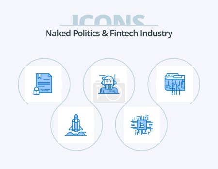 Illustration for Naked Politics And Fintech Industry Blue Icon Pack 5 Icon Design. algorithm. adviser. fintech. robo advisor. document - Royalty Free Image