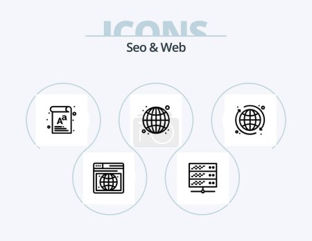 Ilustración de Seo y Web Line Icon Pack 5 Icon Design. web. etiqueta. web. Etiqueta. web - Imagen libre de derechos