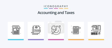Illustration for Taxes Line 5 Icon Pack Including coin. finance. piece. chart. budget. Creative Icons Design - Royalty Free Image