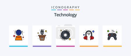 Illustration for Technology Line Filled 5 Icon Pack Including smart house. home networking. network. home automation. gear. Creative Icons Design - Royalty Free Image