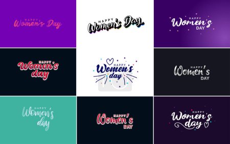 Illustration for Happy Women's Day design with a realistic illustration of a bouquet of flowers and a banner reading March 35 - Royalty Free Image