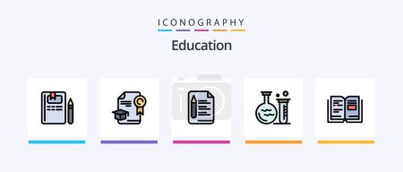 Téléchargez les illustrations : Education Line Filled 5 Icon Pack Including play. knowledge. pencil. education. graduation. Creative Icons Design - en licence libre de droit