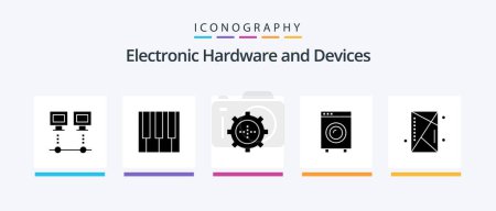 Illustration for Devices Glyph 5 Icon Pack Including equipment. electric. piano. devices. set. Creative Icons Design - Royalty Free Image