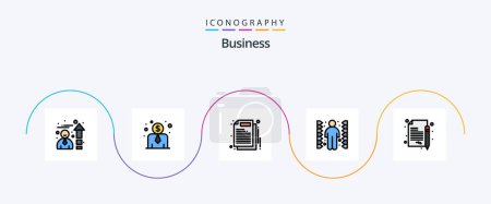 Ilustración de Línea de Negocio Lleno Piso 5 paquete de iconos Incluyendo. contrato. trabajo. negocios. tarea - Imagen libre de derechos