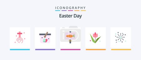 Illustration for Easter Flat 5 Icon Pack Including holiday. plant. board. flower. decoration. Creative Icons Design - Royalty Free Image