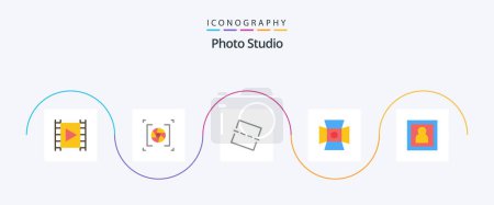 Illustration for Photo Studio Flat 5 Icon Pack Including photographer. studio. photography. photography. light - Royalty Free Image