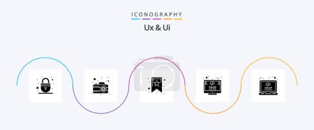 Ilustración de Ux And Ui Glyph 5 Icon Pack Including laptop. programming. bookmark. coding. development - Imagen libre de derechos