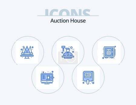 Téléchargez les illustrations : Auction Blue Icon Pack 5 Icon Design. law. auctioneer. label. auction. king - en licence libre de droit
