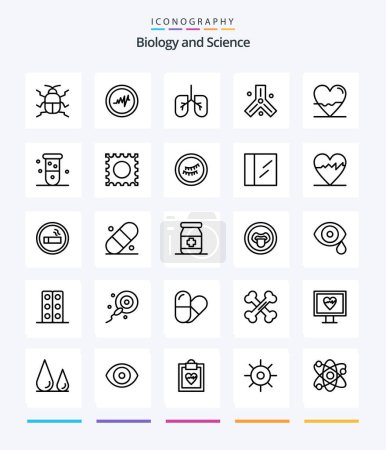 Illustration for Creative Biology 25 OutLine icon pack  Such As biochemistry. lab. biology. heart. beat - Royalty Free Image