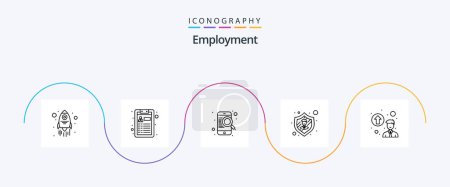 Illustration for Employment Line 5 Icon Pack Including . promotion concept. search. professional growth. security - Royalty Free Image