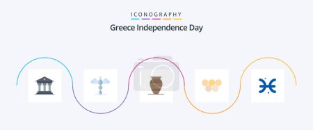Téléchargez les illustrations : Grèce Jour de l'indépendance Appartement Pack de 5 icônes Y compris astrologie. Grec. amphore. greece. grec - en licence libre de droit