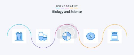 Illustration for Biology Blue 5 Icon Pack Including . pill. flask. tit - Royalty Free Image