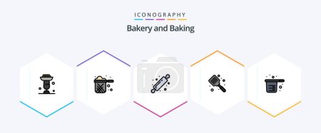 Illustration for Baking 25 FilledLine icon pack including flipper. baking. restaurant. baked. bread roller - Royalty Free Image