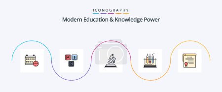 Ilustración de Modern Education And Knowledge Power Line Filled Flat 5 Icon Pack Including certificate. lab. knowledge. test. zoom - Imagen libre de derechos