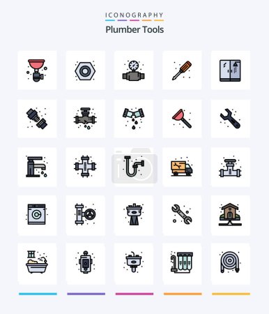 Illustration for Creative Plumber 25 Line FIlled icon pack  Such As plumber. plumbing. plumbing. plumber. plumbing - Royalty Free Image