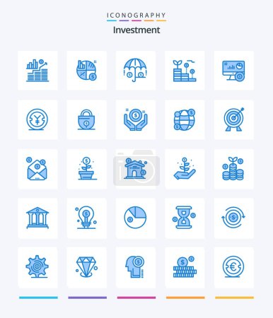 Téléchargez les illustrations : Creative Investment 25 Blue icon pack  Such As yen. coin. growth. investment. online - en licence libre de droit