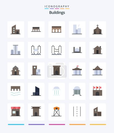 Illustration for Creative Buildings 25 Flat icon pack  Such As church. building. historic. skyline. moon - Royalty Free Image