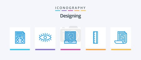 Illustration for Designing Blue 5 Icon Pack Including document. file. design. designer. scale. Creative Icons Design - Royalty Free Image