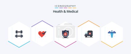 Ilustración de Salud y médico 25 paquete de iconos plana incluyendo. señal médica. atención médica. Médico. medicina - Imagen libre de derechos
