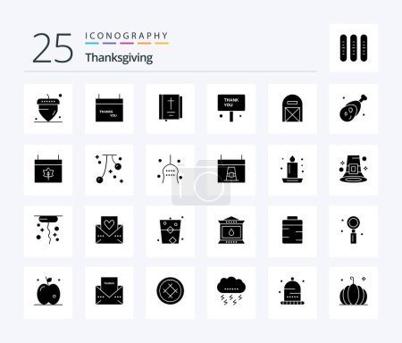 Illustration for Thanks Giving 25 Solid Glyph icon pack including agriculture. thank you. book. thank. greeting - Royalty Free Image