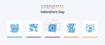 Illustration for Valentines Day Blue 5 Icon Pack Including cloud. heart. romance. donation. date. Creative Icons Design - Royalty Free Image