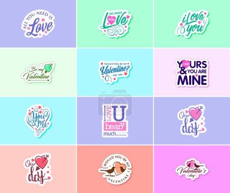 Illustration for Valentine's Day: A Time for Love and Stunning Visual Stickers - Royalty Free Image