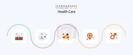 Ilustración de Health Care Flat 5 Icon Pack Incluyendo género. Ayuda. ubicación. ambulancia - Imagen libre de derechos