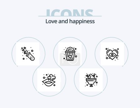 Illustration for Love Line Icon Pack 5 Icon Design. . flowers. love. bouquet. party - Royalty Free Image
