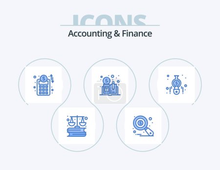Ilustración de Contabilidad y finanzas Blue Icon Pack 5 Icon Design. finanzas. calcular. plan de cuentas. contabilidad. distribuido - Imagen libre de derechos