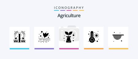 Téléchargez les illustrations : Agriculture Glyph 5 Icon Pack Including . agriculture. agriculture. strainer. temperature. Creative Icons Design - en licence libre de droit