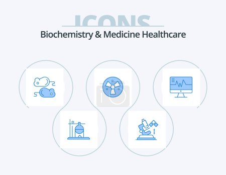 Téléchargez les illustrations : Biochimie et médecine Soins de santé Blue Icon Pack 5 Icon Design. hôpital. fan. Fermeture. médical. rayonnement - en licence libre de droit