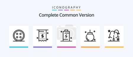 Ilustración de Complete Common Version Line 5 Icon Pack Including circle. shop. cloud. ecommerce. bag. Creative Icons Design - Imagen libre de derechos