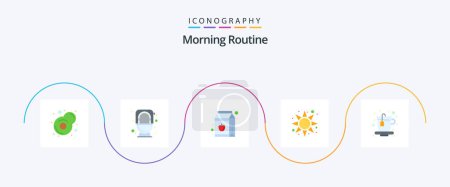 Illustration for Morning Routine Flat 5 Icon Pack Including . drink. juice. cup. rise - Royalty Free Image