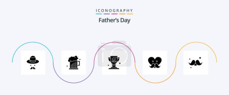 Illustration for Fathers Day Glyph 5 Icon Pack Including dad. love. cup. fathers day. dad - Royalty Free Image
