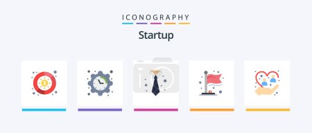 Téléchargez les illustrations : Startup Flat 5 Icon Pack Including human. care. business. milestone. finish. Creative Icons Design - en licence libre de droit