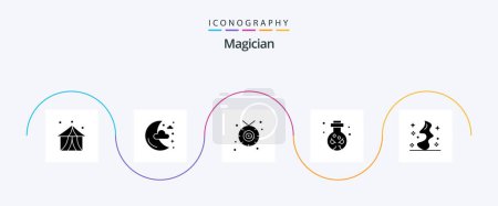 Illustration for Magician Glyph 5 Icon Pack Including smoke. skull. accessories. ritual. knife - Royalty Free Image